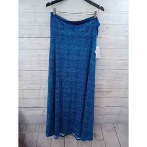Lularoe Maxi Skirt Long Blue Made 2XL Stretch NWT Travelers